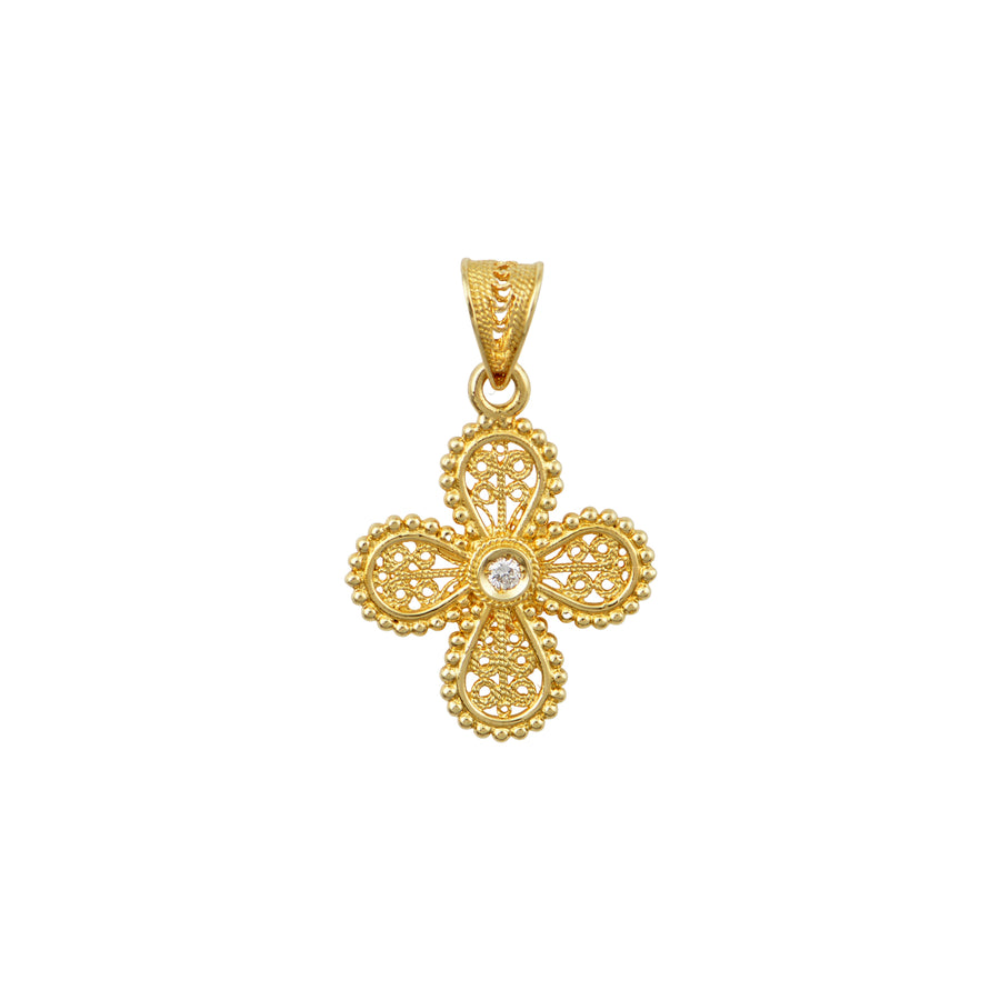 Eleni Gold Filigree Diamond Cross