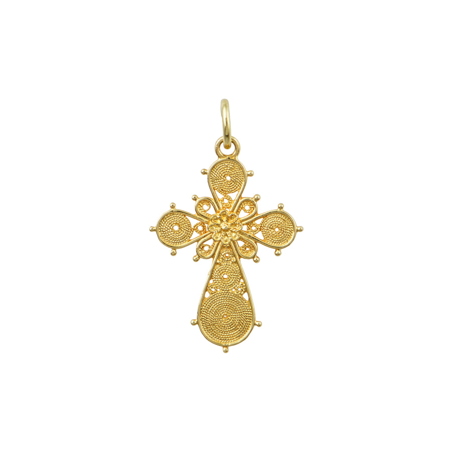 Agni Orthodox Gold Cross with Rosette