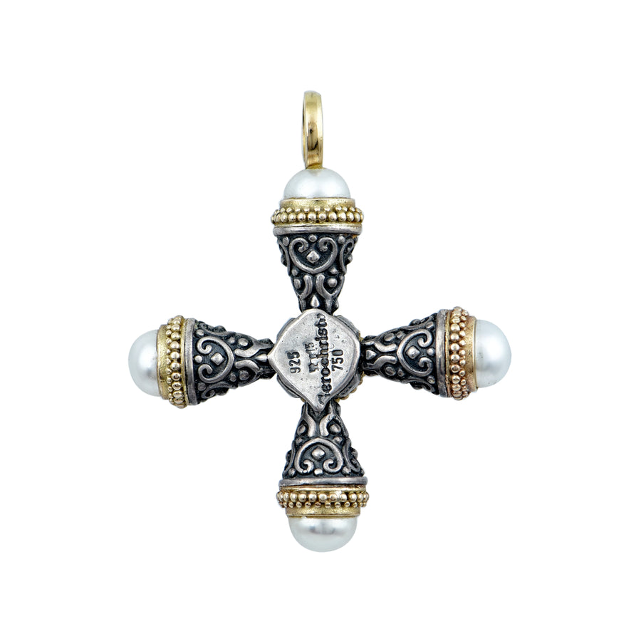 Larisa Silver & Gold Pearl Cross