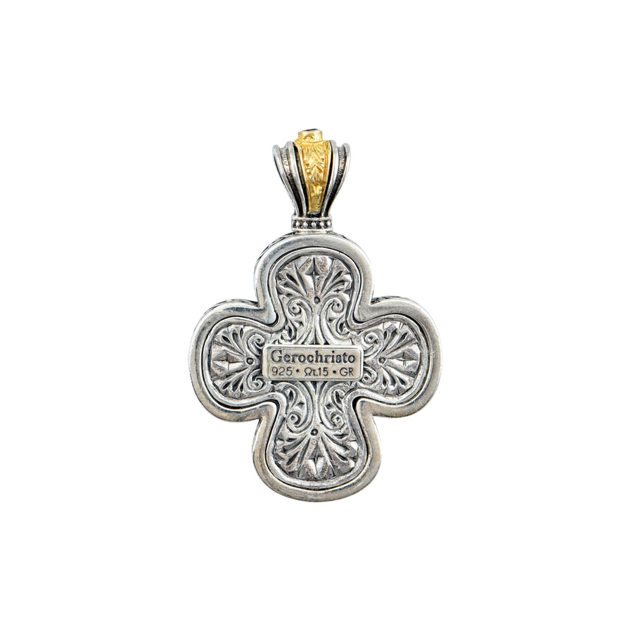 Silver & Gold Plated Mother of Pearl Cross (round edges)