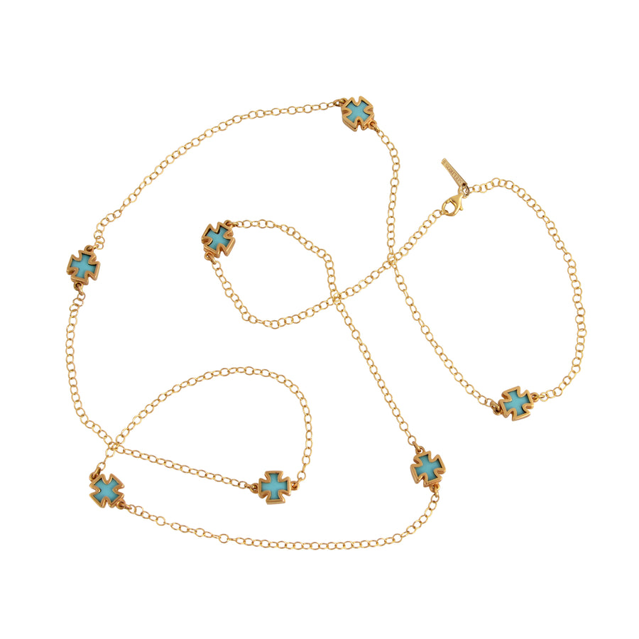 Turquoise Cross Gold Necklace