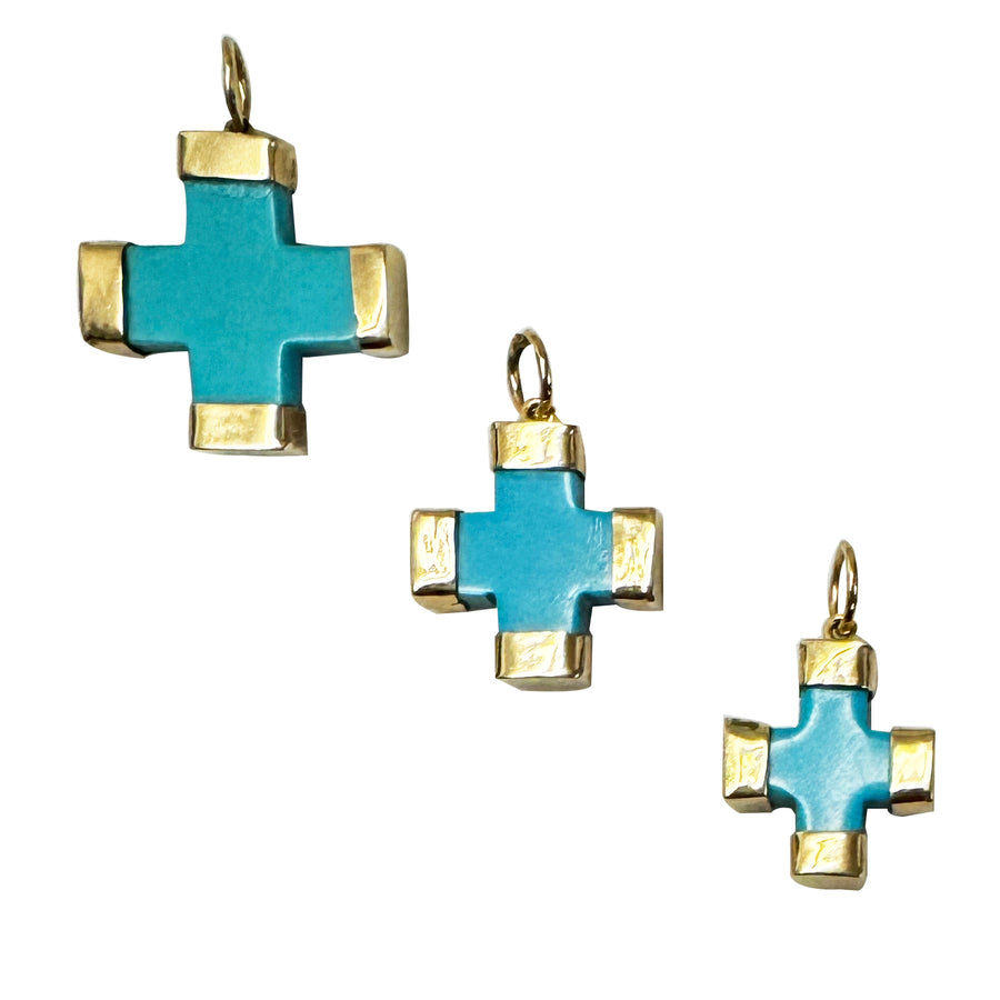 Plain Turquoise Gold Cross