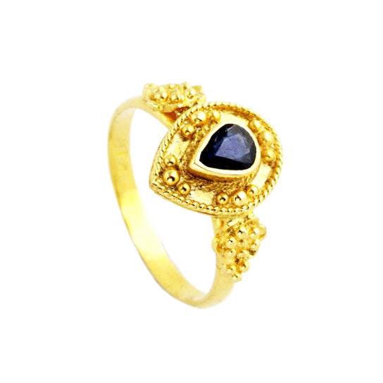 Byzantine Tear Drop Gold Ring