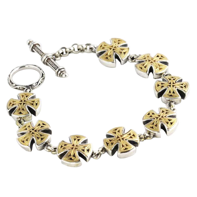 Ermioni Silver & Gold Cross Bracelet