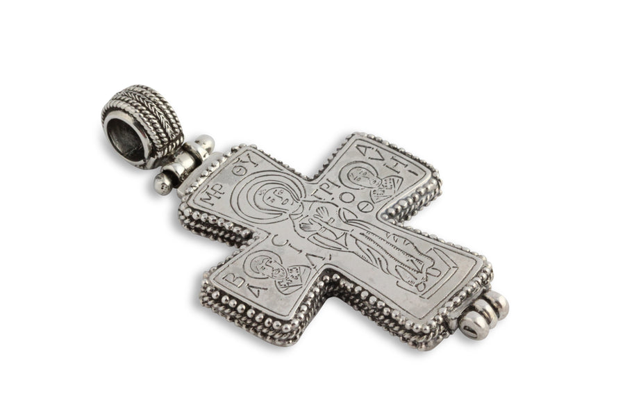 Panaghia Triple Blessing Silver Orthodox Cross