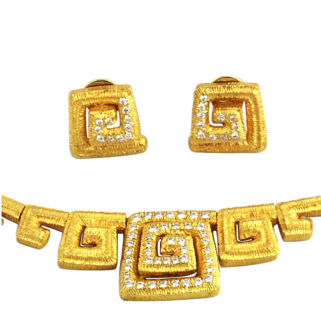 Chiseled Light Meanders Diamond & 18K Gold Jewelry Set