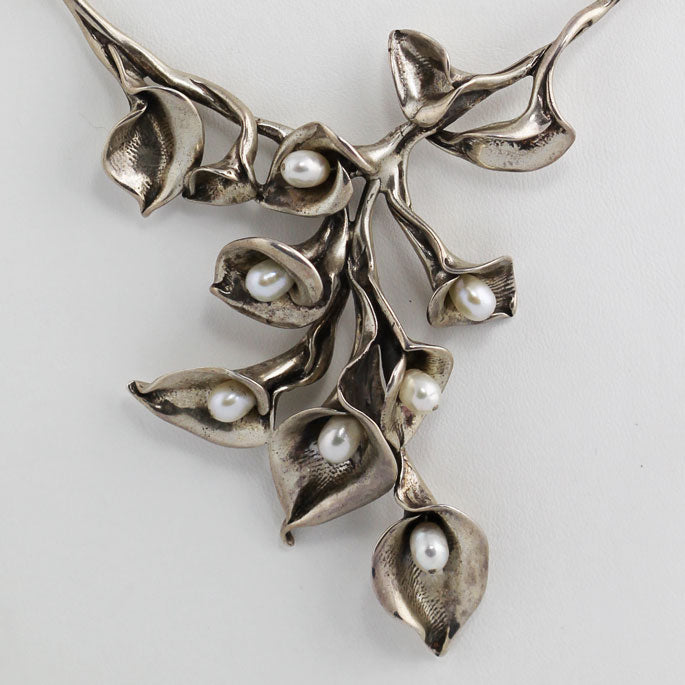white gold calla lily necklace Calla Lilies Silver Necklace | Handmade Greek Jewelry