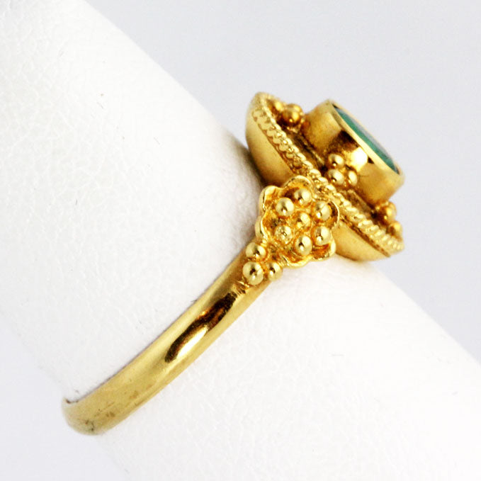Byzantine Emerald Gold Ring Handmade Greek Jewelry Melikos