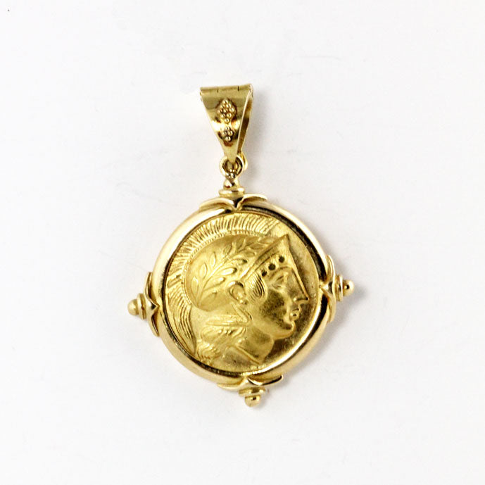 HK0305p Gold Goddess Athena Medallion