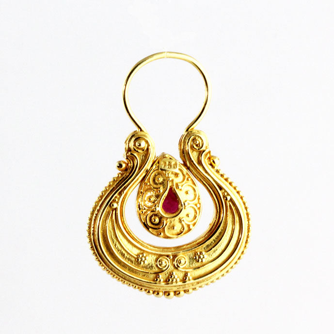 HK0501e Gold Ruby Earrings _3