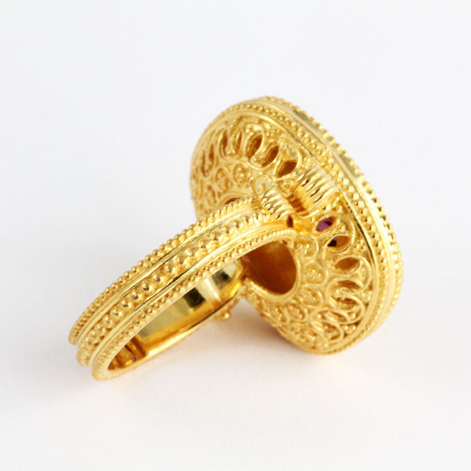 HK0404r Gold Tourmaline Byzantine Ring _7