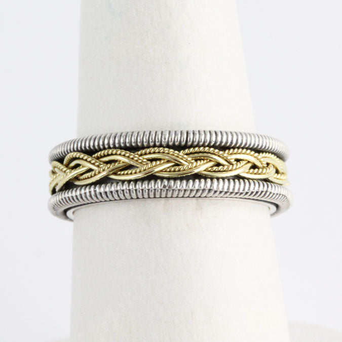 Silver & Gold Braid Ring HK1412r_2