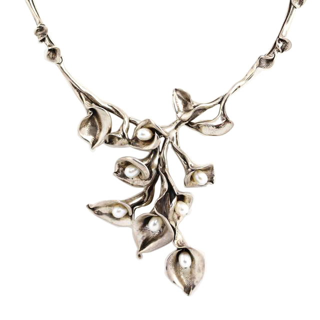 white gold calla lily necklace Calla Lilies Silver Necklace | Handmade Greek Jewelry