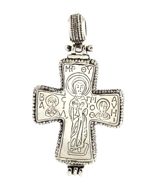 Panaghia Triple Blessing Silver Orthodox Cross