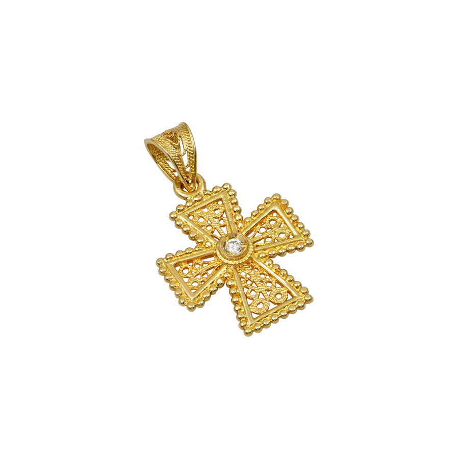 Eirini Gold Filigree Diamond Cross