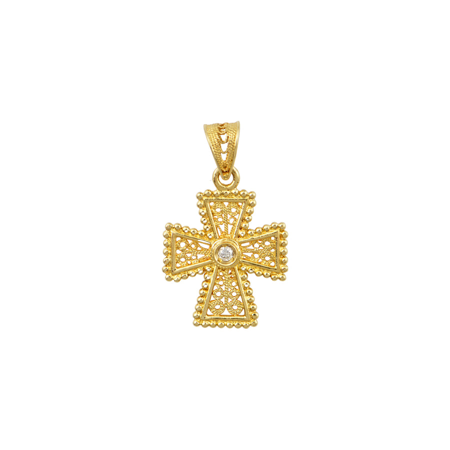 Eirini Gold Filigree Diamond Cross