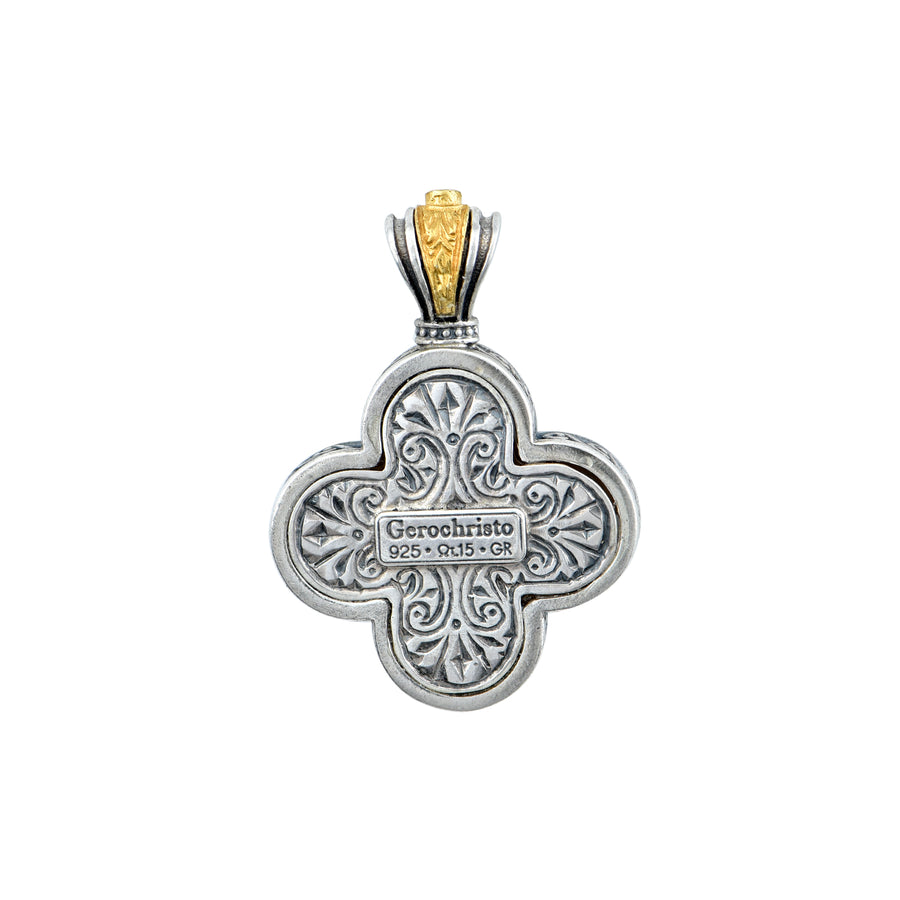 Floral Silver Gold Plated Cross