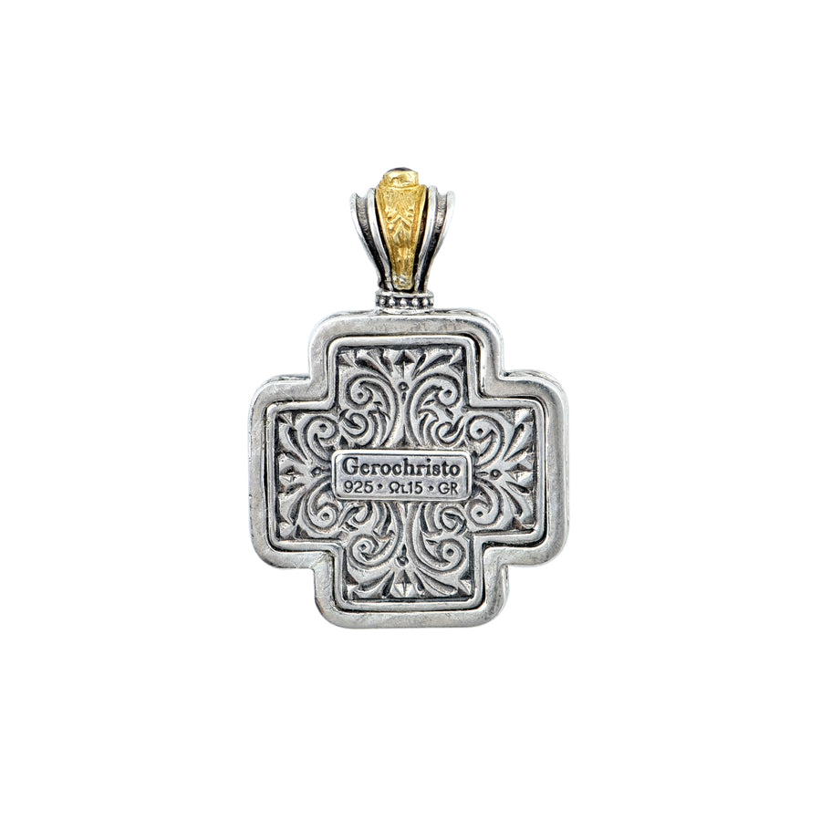 Flowery Silver Gold Plated Cross