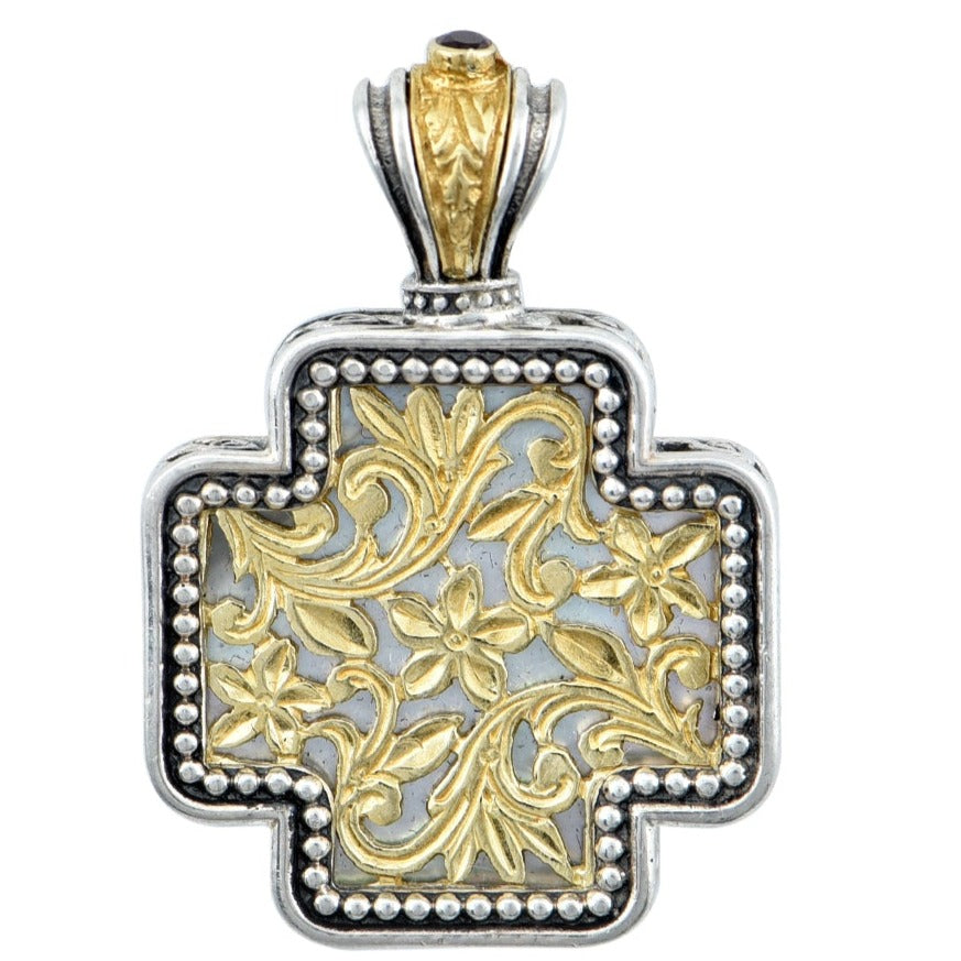 Flowery Gold Plated Silver Cross