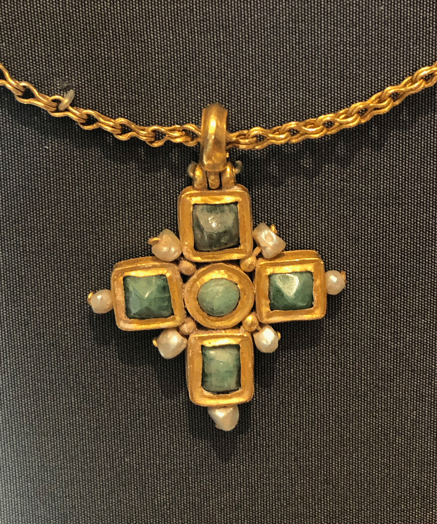 Byzantine "Getty Villa" Pearl & Ruby Cross