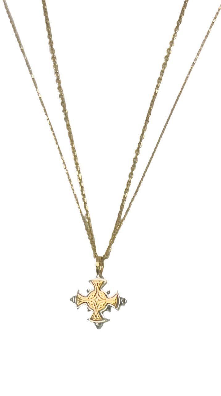 Silver Gold Maltese Cross Handmade Greek Jewelry Melikos