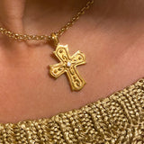Justinian Reverence Diamond & Gold Orthodox Cross