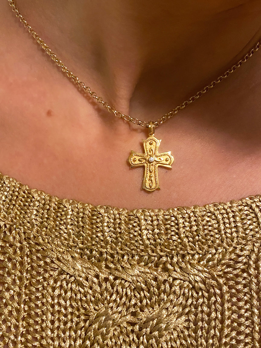 Justinian Reverence Diamond & Gold Orthodox Cross