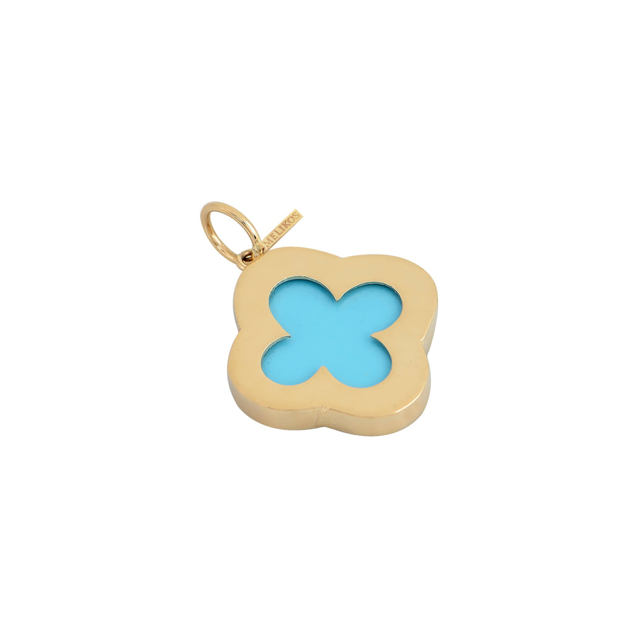 Quatrefoil Turquoise Gold Pendant