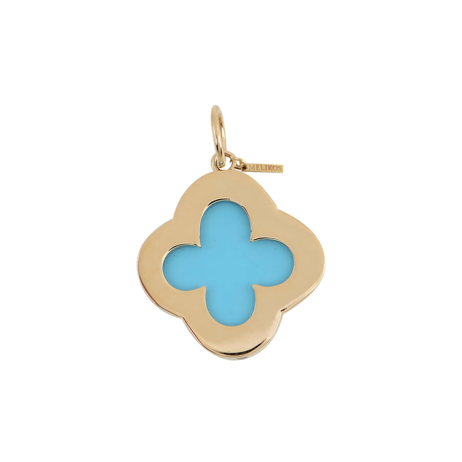 Quatrefoil Turquoise Gold Pendant