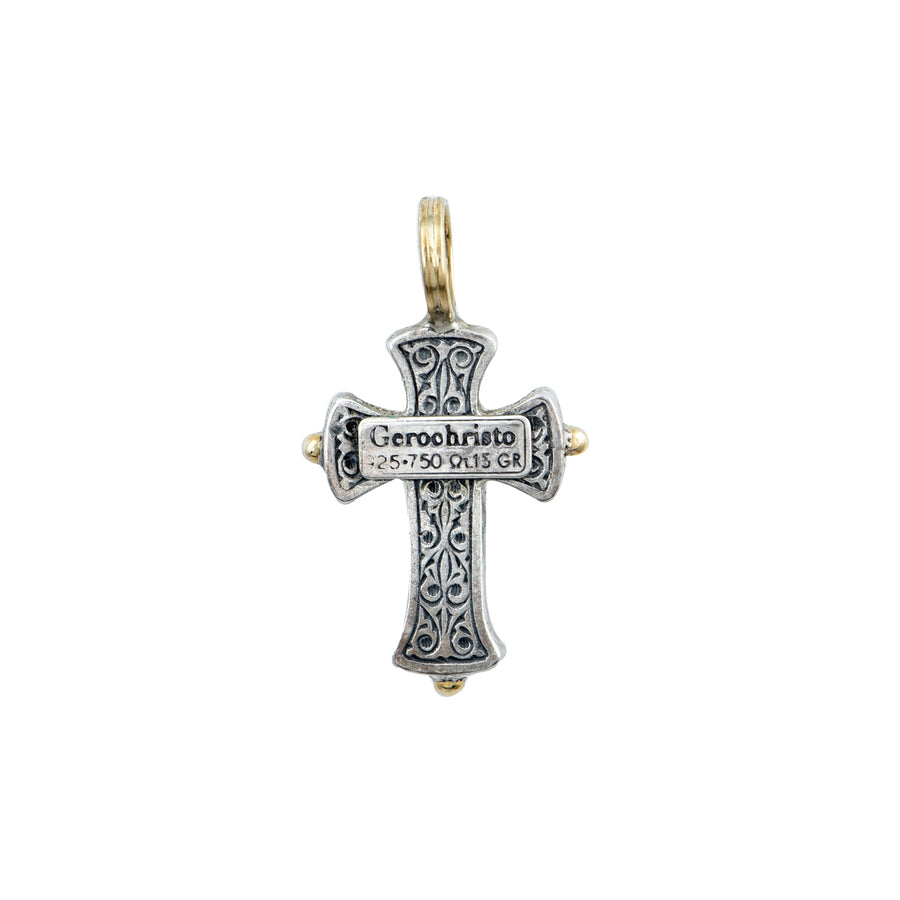 Silver & Gold Byzantine Ruby Cross