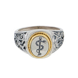 Rod of Asclepius Silver & Gold Ring