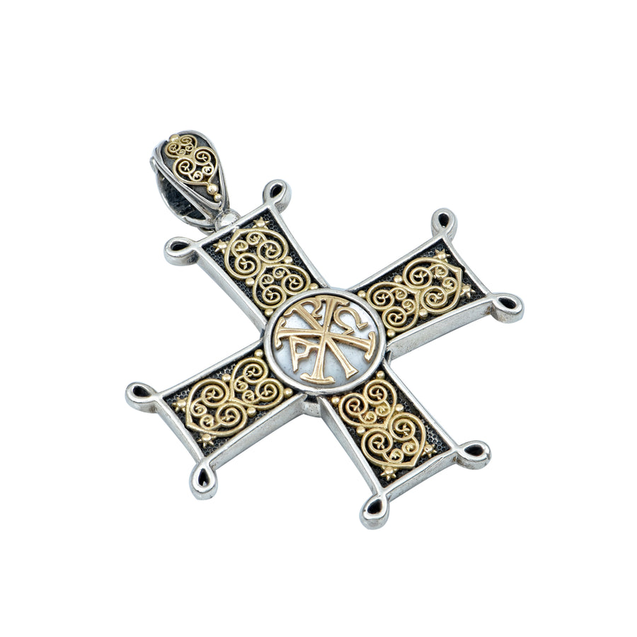 Large Silver & Gold Christogram Cross