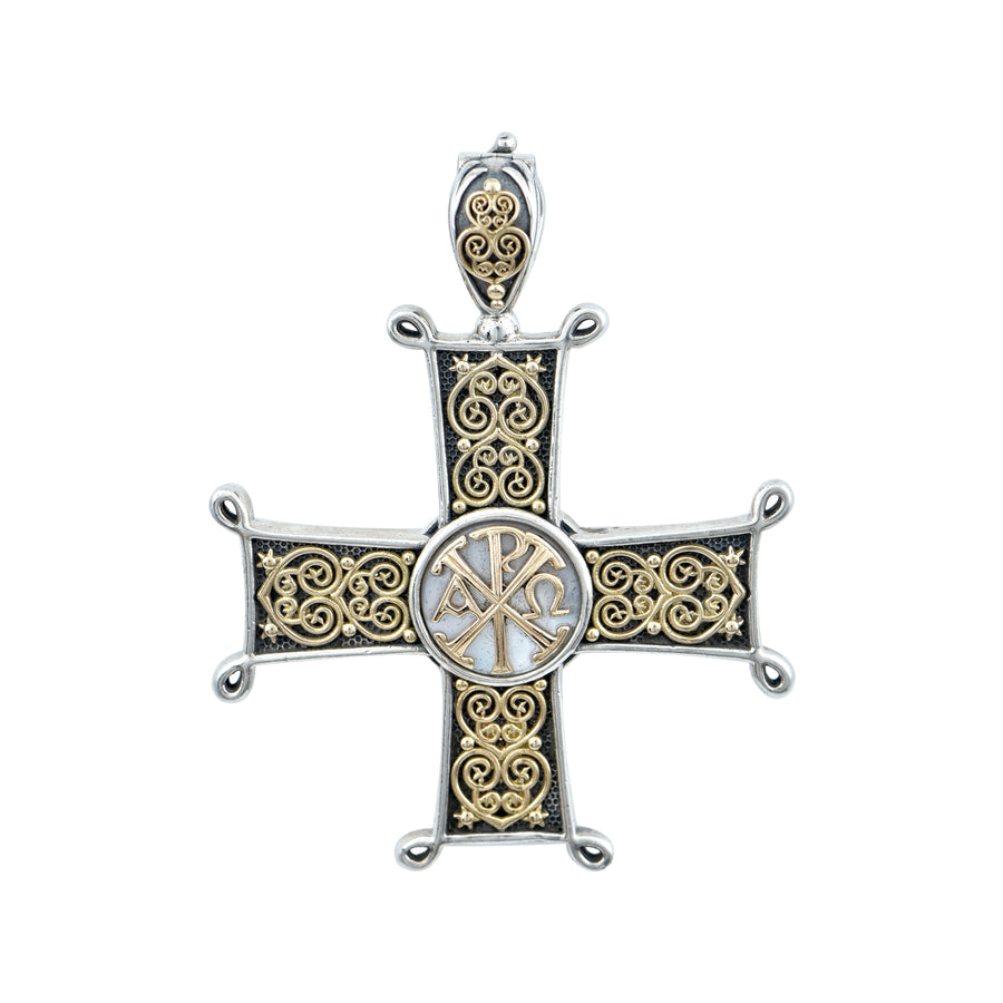 Large Silver & Gold Christogram Cross