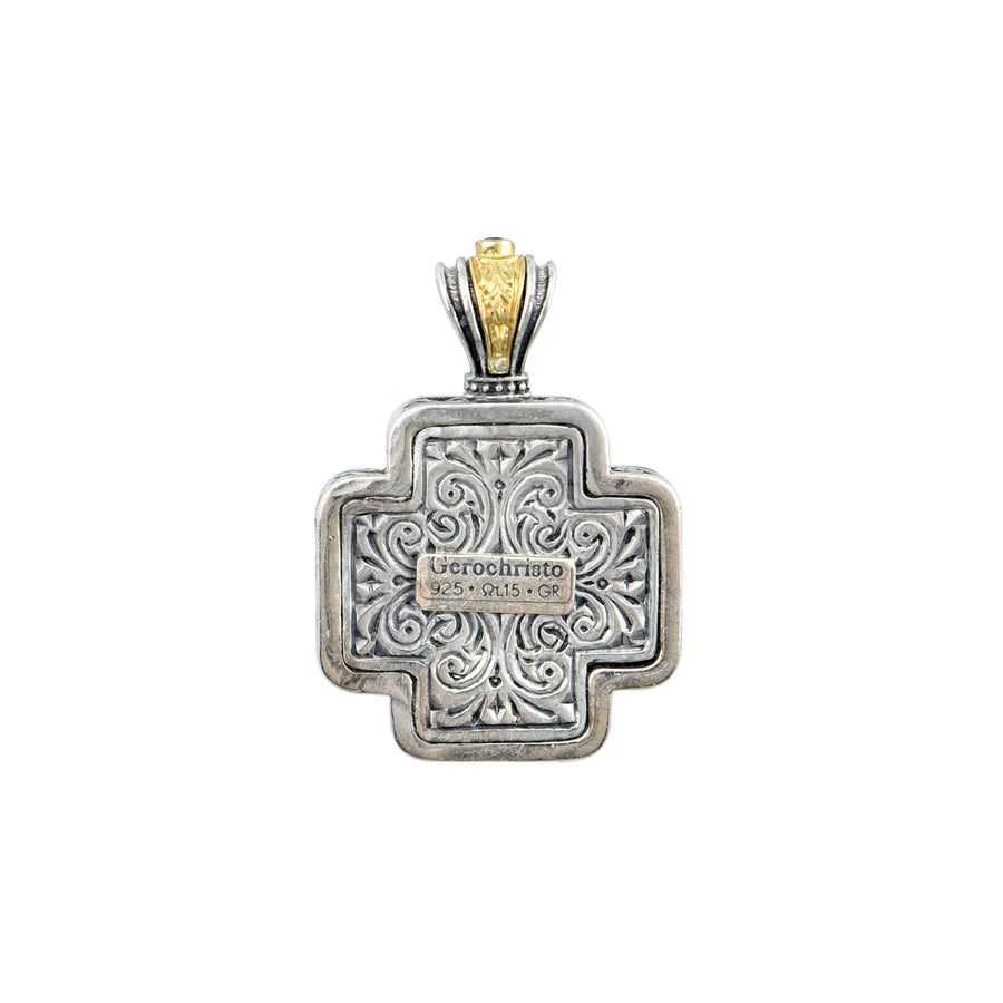 Silver & Gold Plated Mother of Pearl Cross (square edges)