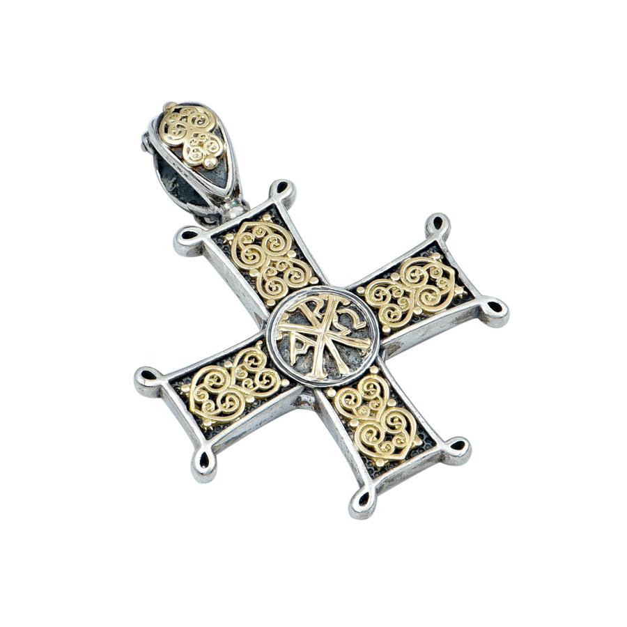 Small Silver & Gold Christogram Cross