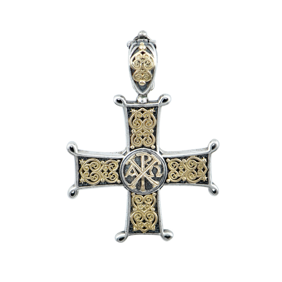 Small Silver & Gold Christogram Cross