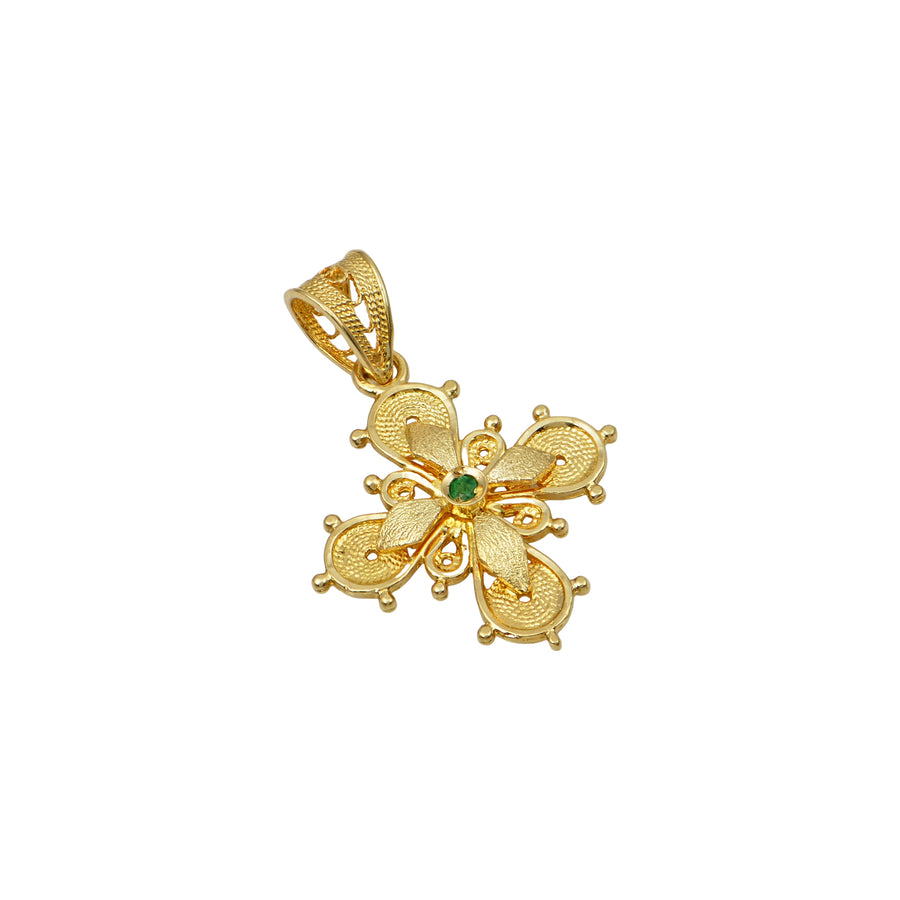 Theodoti Greek Orthodox Emerald Gold Cross