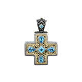 Theothosia Byzantine Silver & Gold Topaz Cross