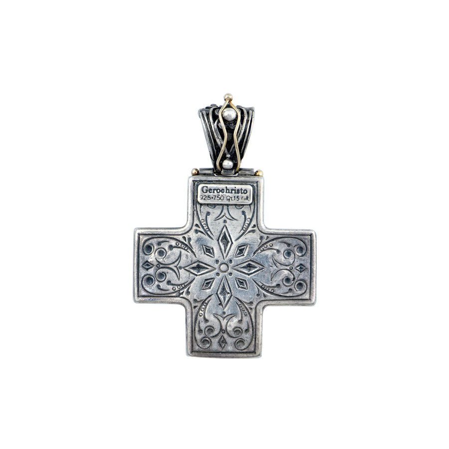 Theothosia Byzantine Silver & Gold Topaz Cross