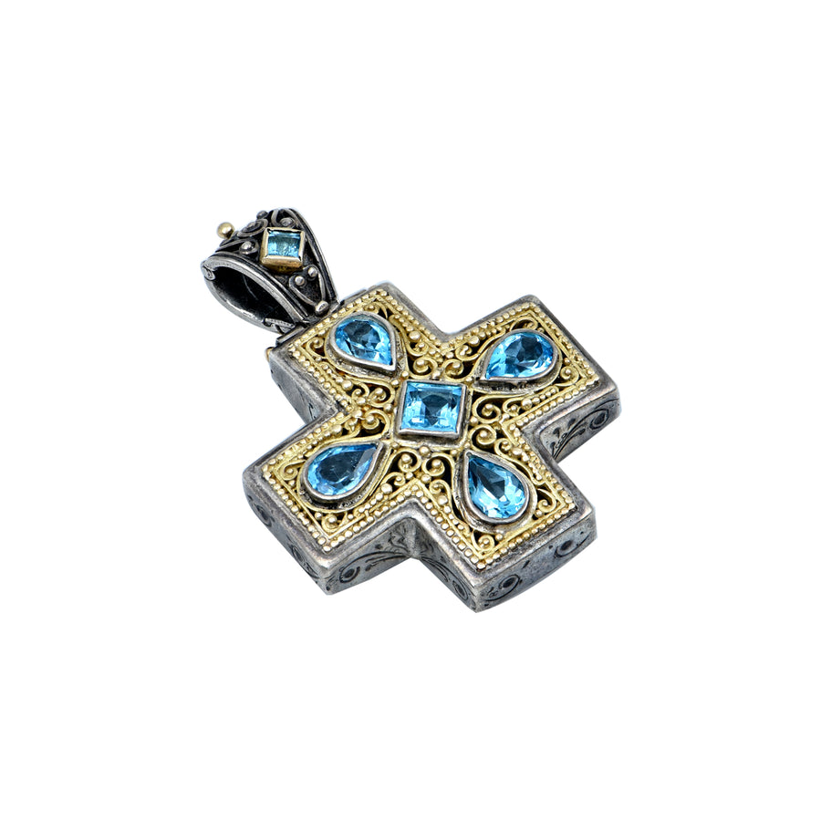 Theothosia Byzantine Silver & Gold Topaz Cross