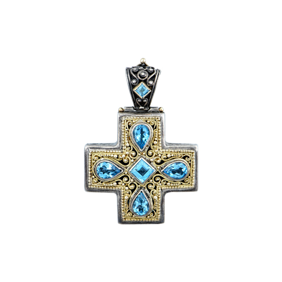 Theothosia Byzantine Silver & Gold Topaz Cross