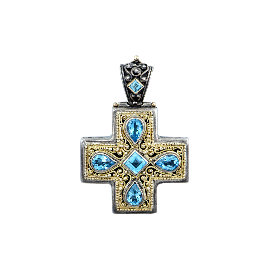 Theothosia Silver & Gold Topaz Cross