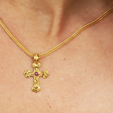 Trifolium Chanter Greek Orthodox Cross w/Stones