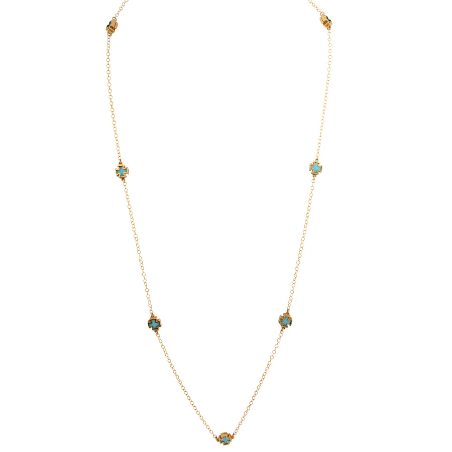 Turquoise Gold Cross Necklace