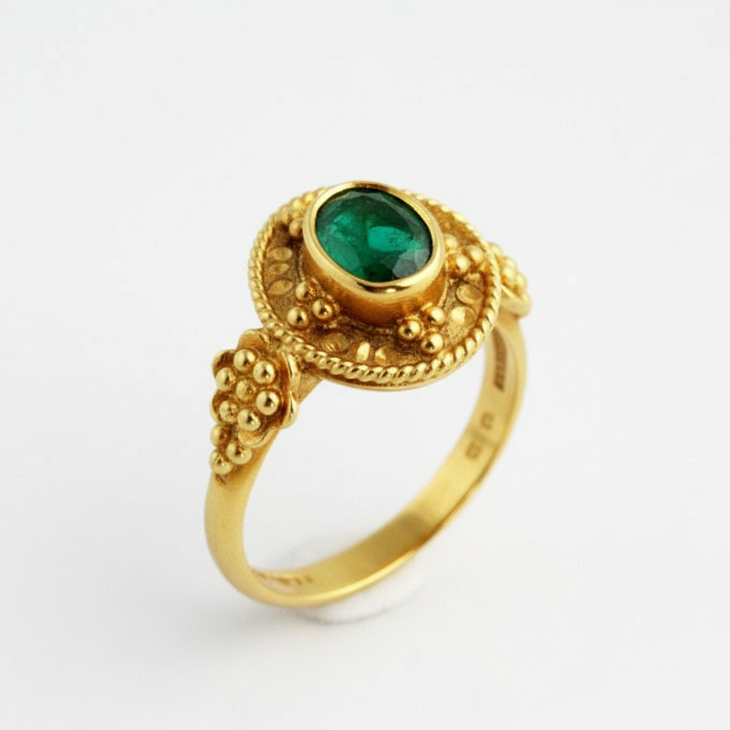 Byzantine Emerald Gold Ring - Alternate View