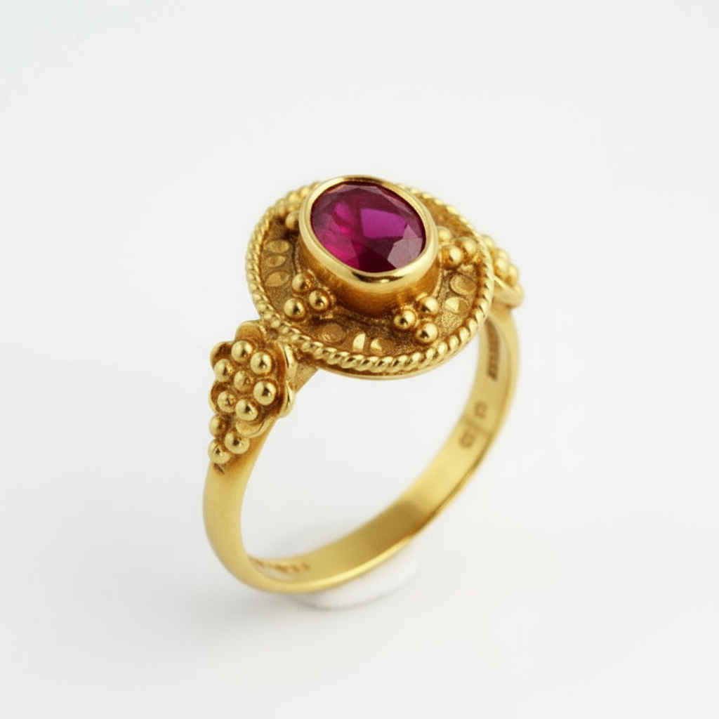 Byzantine Ruby Gold Ring - Alternate View