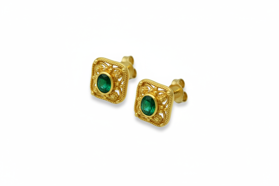 Empress Eudocia Earrings with Emeralds - Version 2