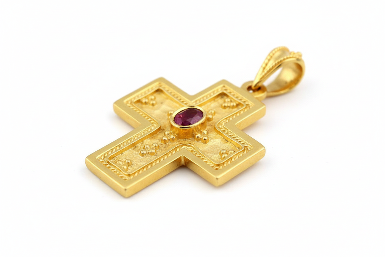 Garden of the Trinity Gold Cross with Ruby - Image 2