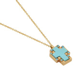 Our Lady in Blue Gold Cross Necklace