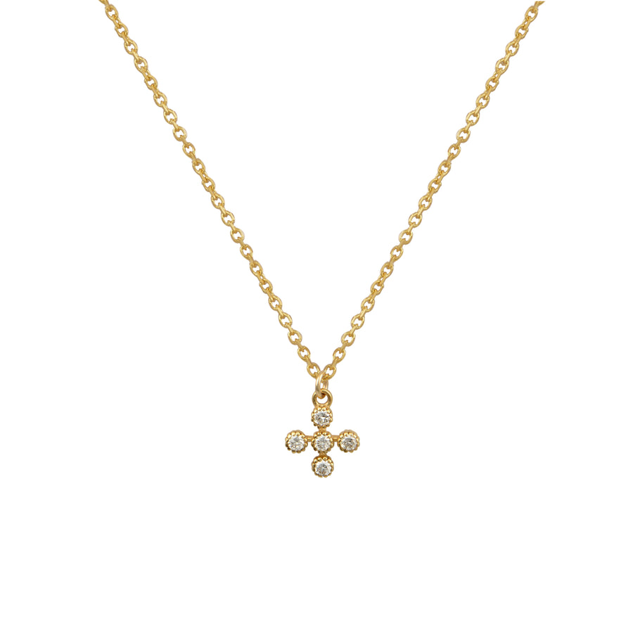 Tiny Diamond Gold Cross Necklace